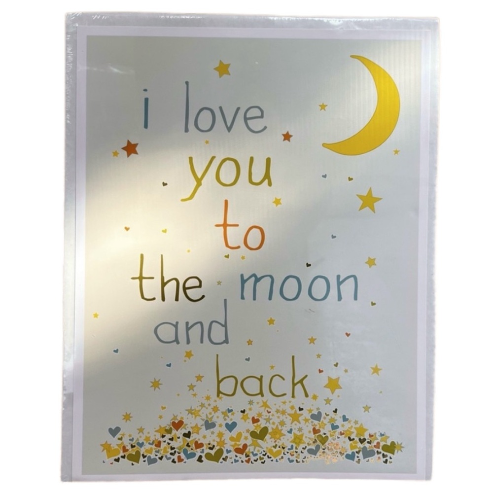 11x14 NWT love you to the moon and back Poster Blue and Cream
